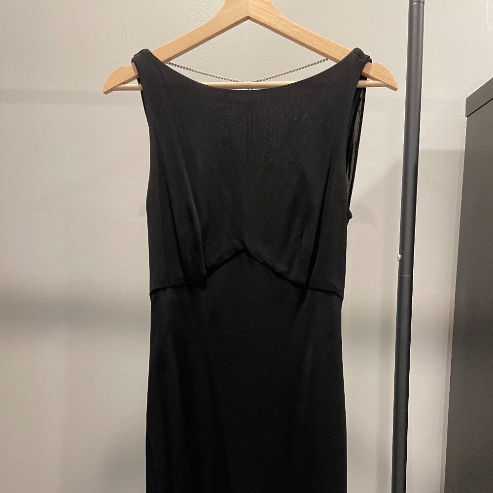 A.B.S by Allen Schwartz Vintage Black High Neck Open Back Embellished Gown